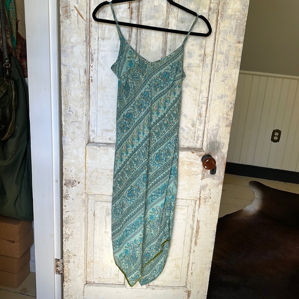 GAP Teal Paisley Slip Dress